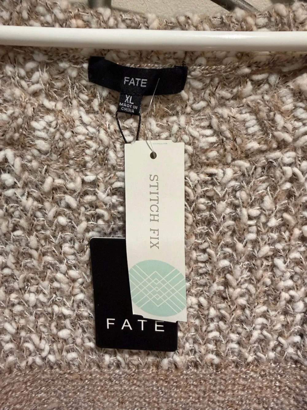 Fate Stitch Fix Cozy Two-Tone Textured Clairina Beige Knit Sweater Size XL NWT